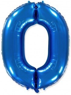 Воздушный шар (40''/102 см) Цифра, 0, Синий, 1 шт. - фото 6784