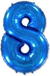 Воздушный шар (40''/102 см) Цифра, 8, Синий, 1 шт. - фото 6793