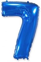 Воздушный шар (40''/102 см) Цифра, 7, Синий, 1 шт.